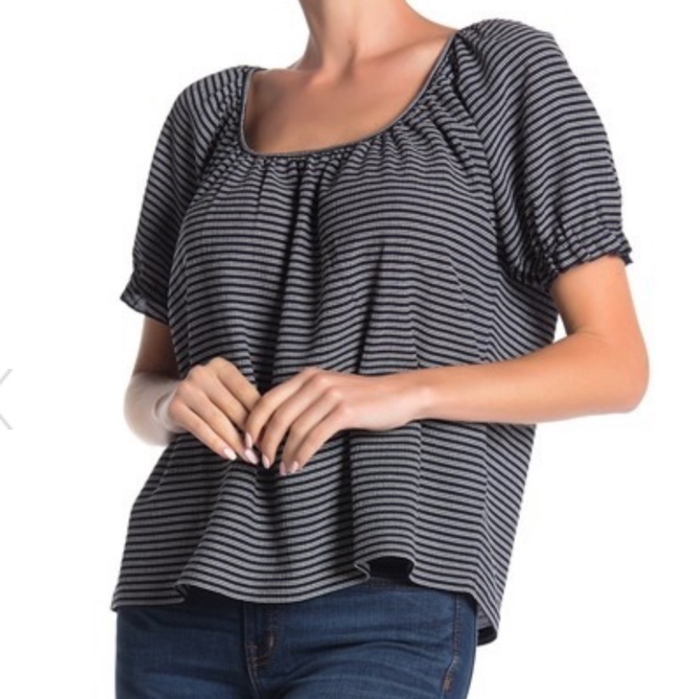 Madewell Texture & Thread Stripe Peasant Top XXS